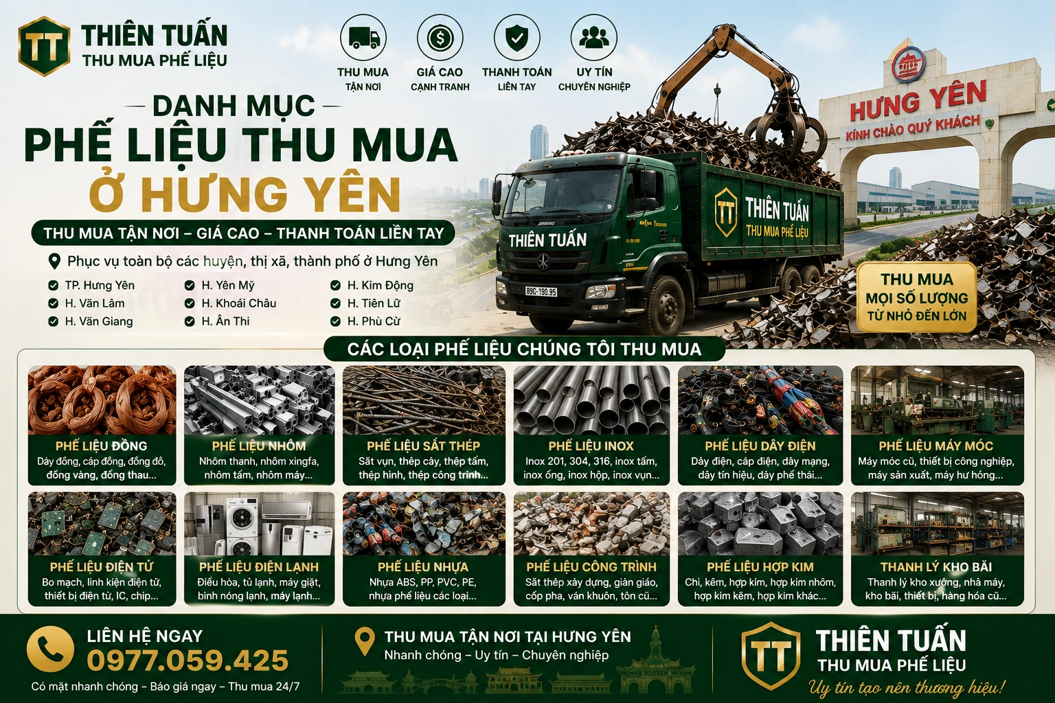 Danh mục phế liệu thu mua tận nơi tại Hưng Yên