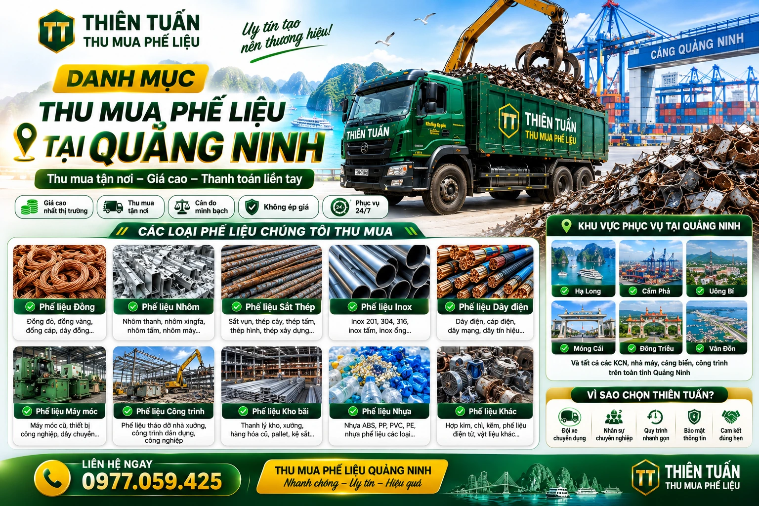 Danh mục phế liệu thu mua tận nơi tại Quảng Ninh
