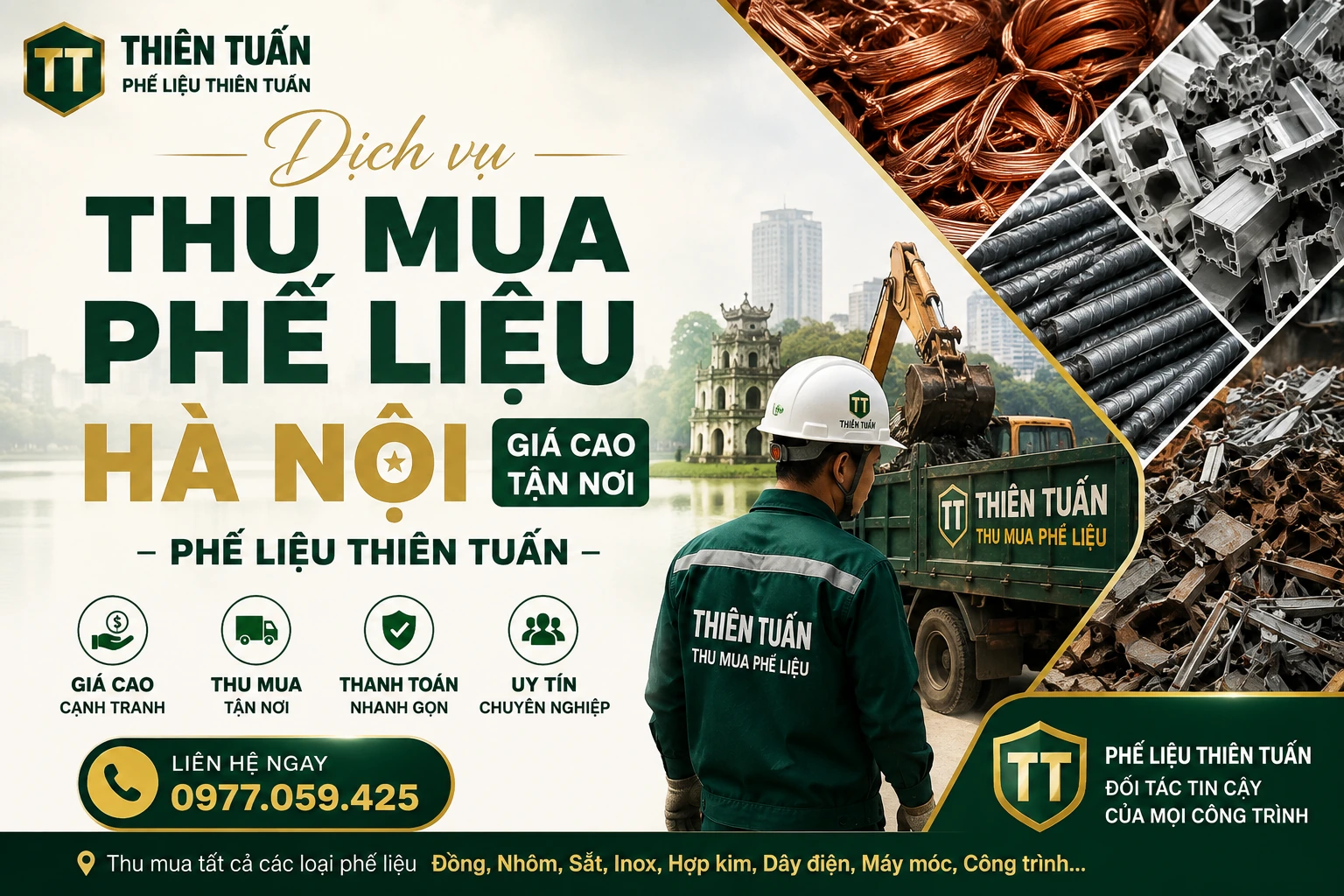 Thu mua phế liệu Hà Nội giá cao tận nơi