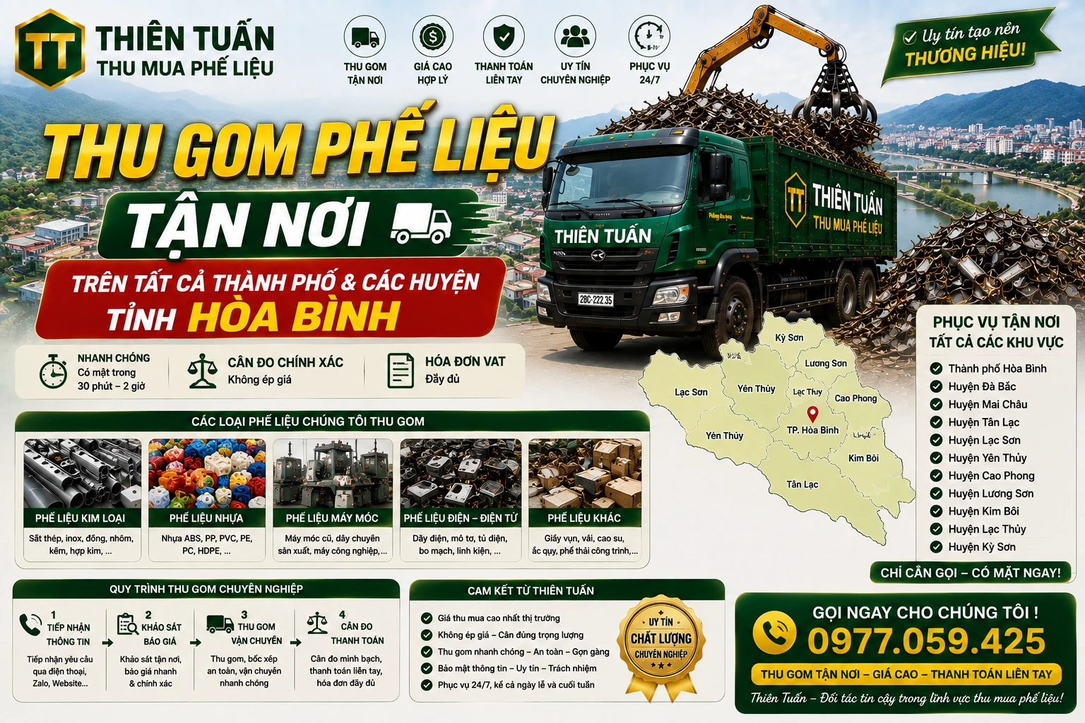 Phạm vi thu mua phế liệu phủ khắp các huyện Hòa Bình