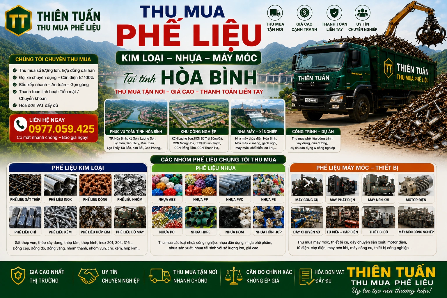 Danh mục phế liệu thu mua tận nơi tại Hòa Bình