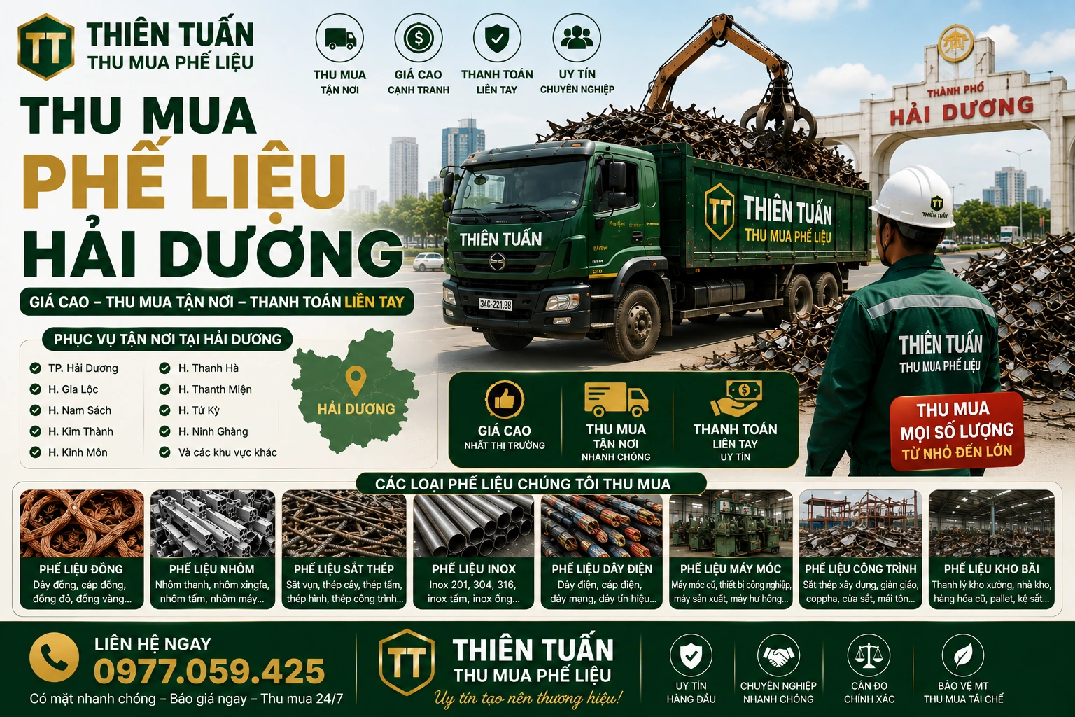 Thu mua phế liệu Hải Dương giá cao tận nơi