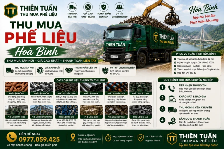 Thu mua phế liệu Hòa Bình tận nơi, giá cao – Hỗ trợ 24/7
