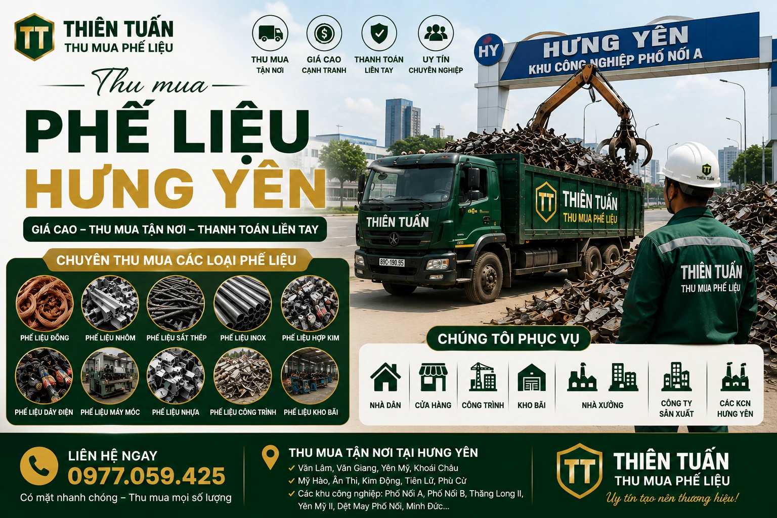 Thu mua phế liệu Hưng Yên giá cao tận nơi