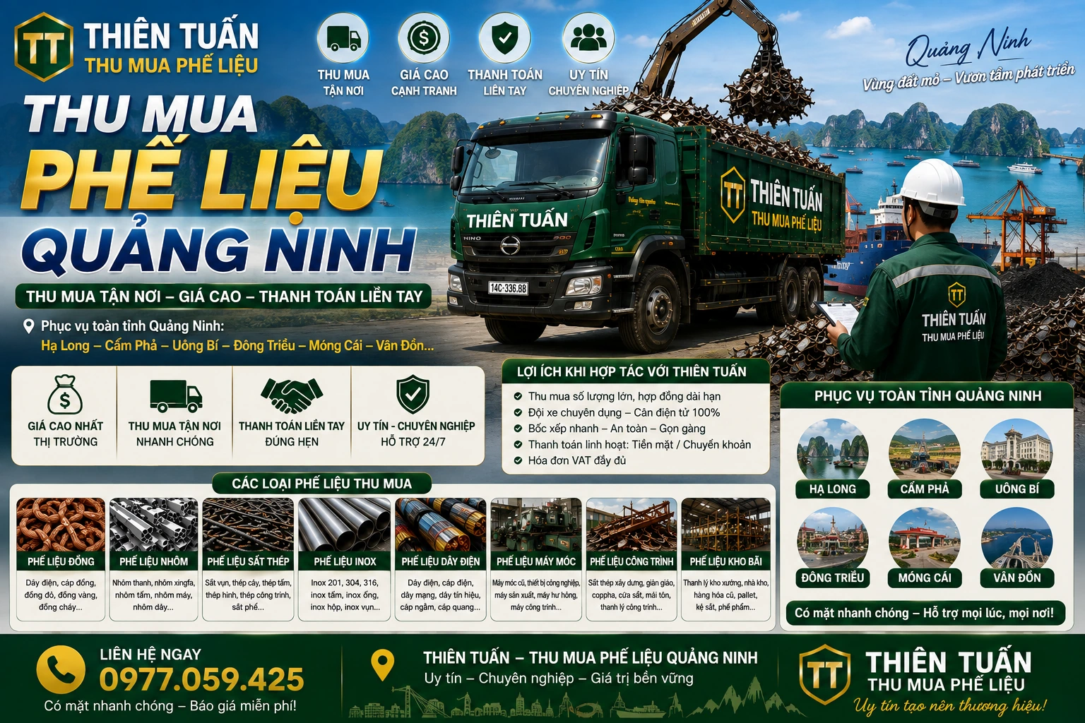 Thu mua phế liệu Quảng Ninh giá cao tận nơi