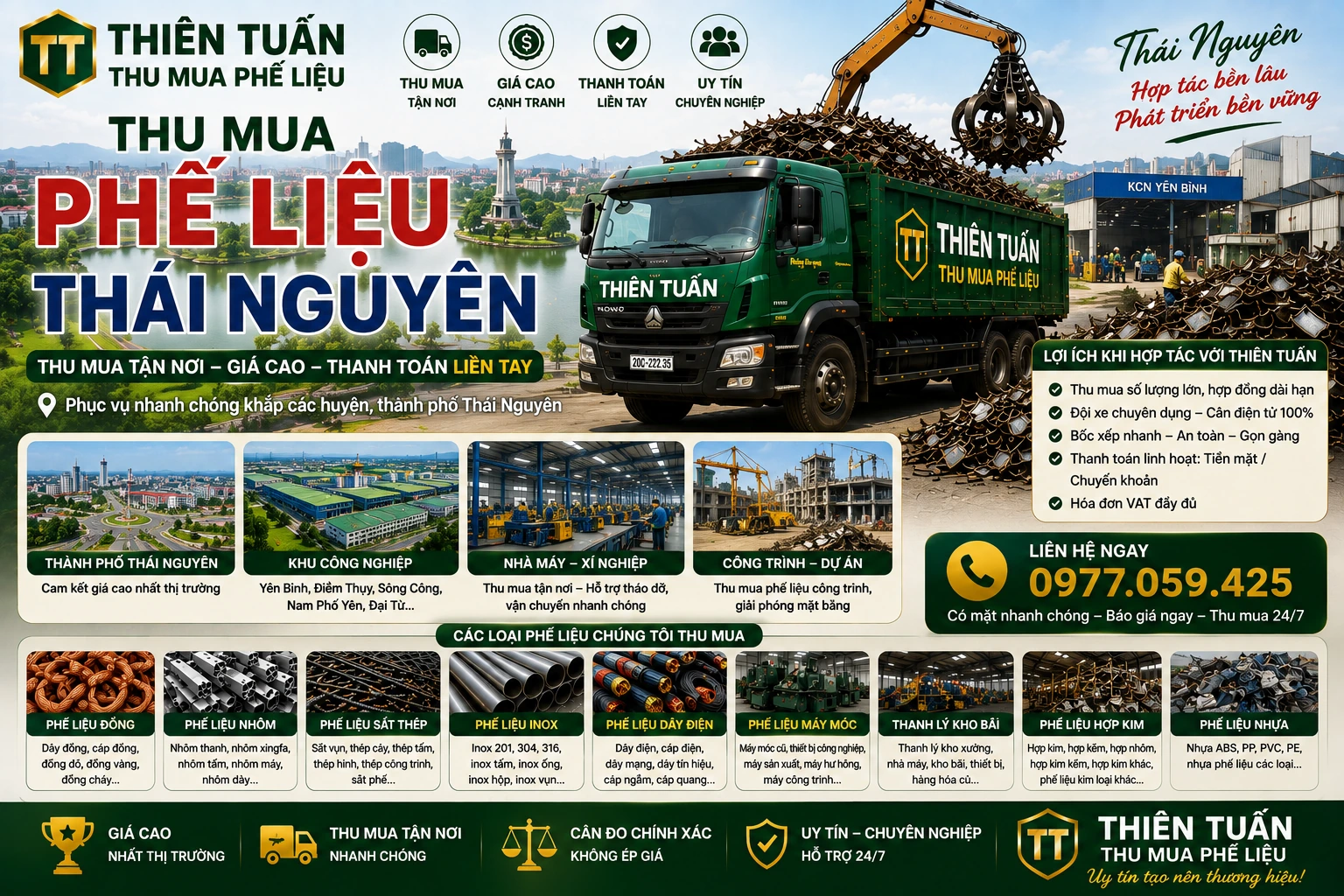 Thu mua phế liệu Thái Nguyên giá cao tận nơi